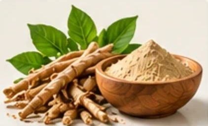Ashwagandha roots with extract powder